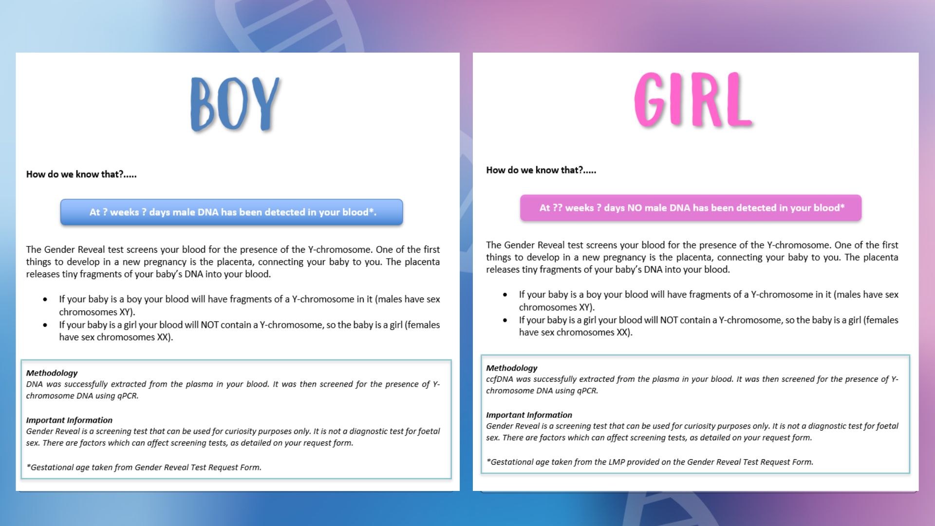 Gender Reveal Test - Is your baby a boy or a girl?